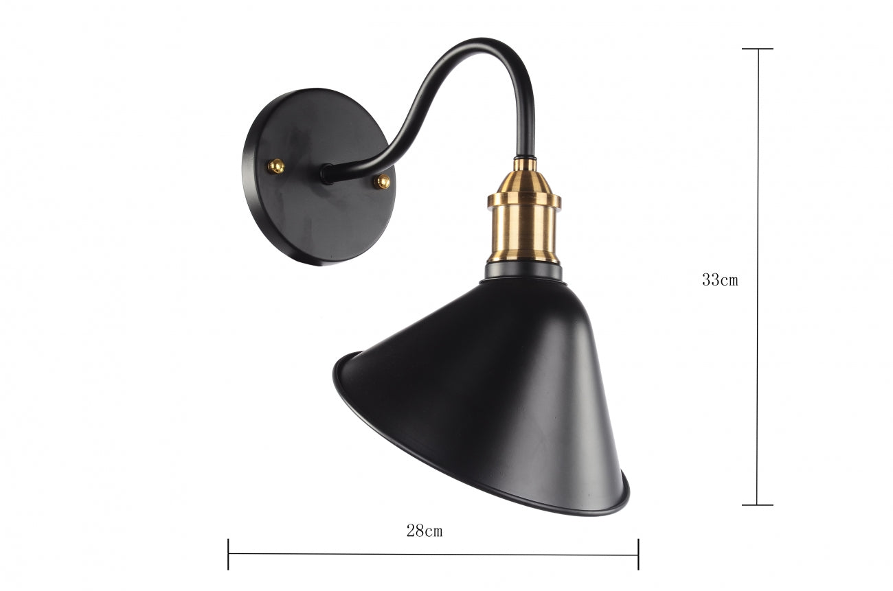 Vägglampa 'Classic' - Svart/Guld